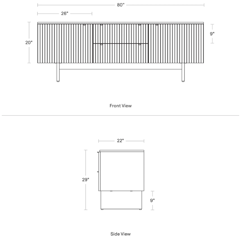 The Murmur 2 Door / 2 Drawer Console from Blu Dot dimensions.