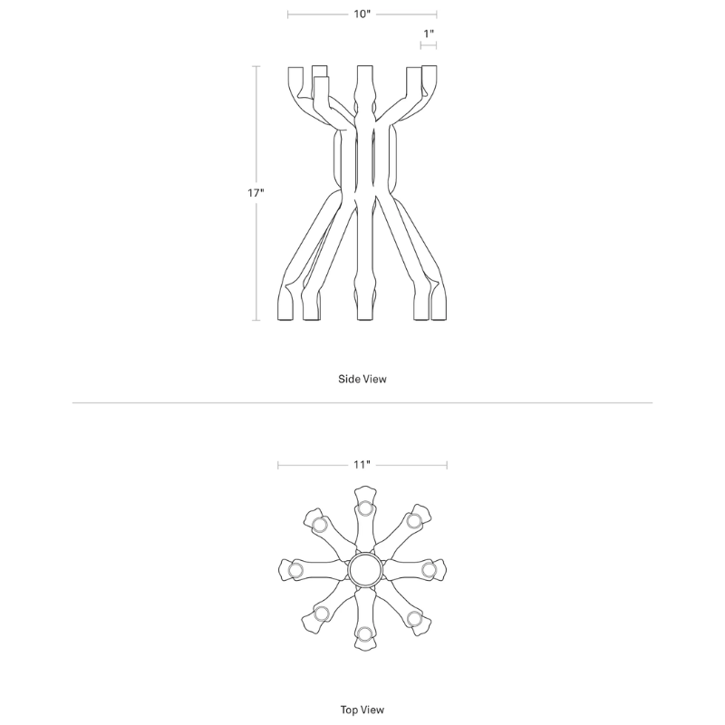 The Nosferatube Large Candelabra from Blu Dot dimensions.