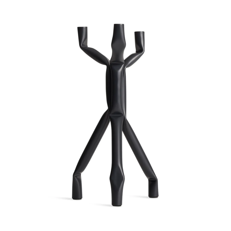 The Nosferatube Small Candelabra from Blu Dot in black from the back.