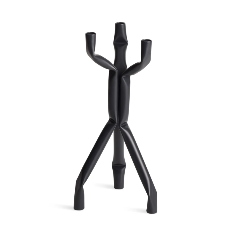The Nosferatube Small Candelabra from Blu Dot in black from the side.