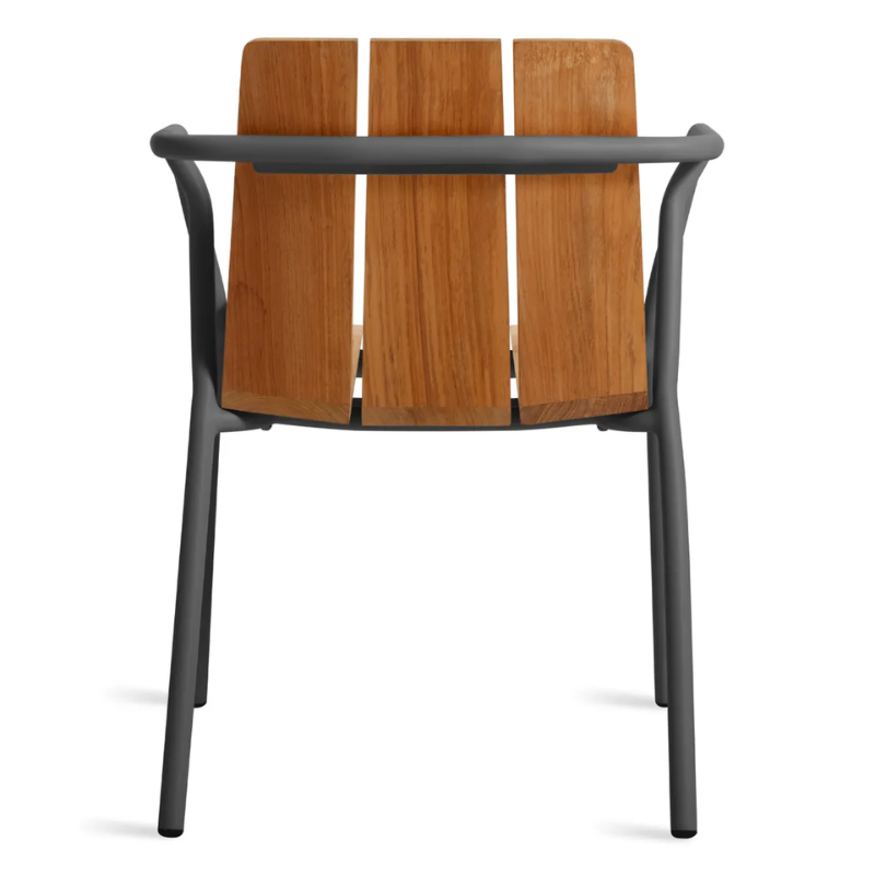 The Offline Outdoor Chair from Blu Dot in carbon from the back.