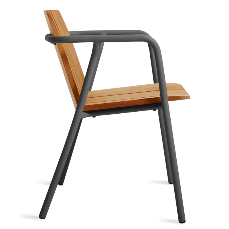 The Offline Outdoor Chair from Blu Dot in carbon from the side.