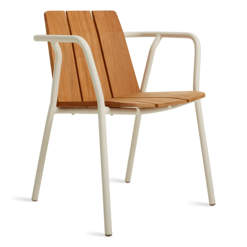 The Offline Outdoor Chair from Blu Dot in white from an angle.