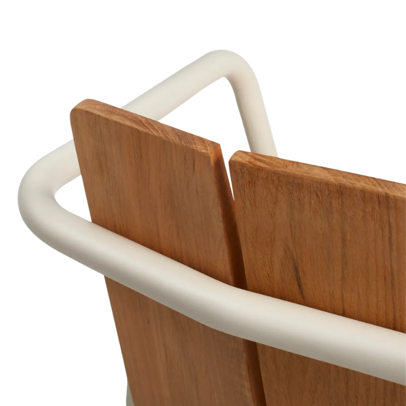 The Offline Outdoor Chair from Blu Dot in white close up.