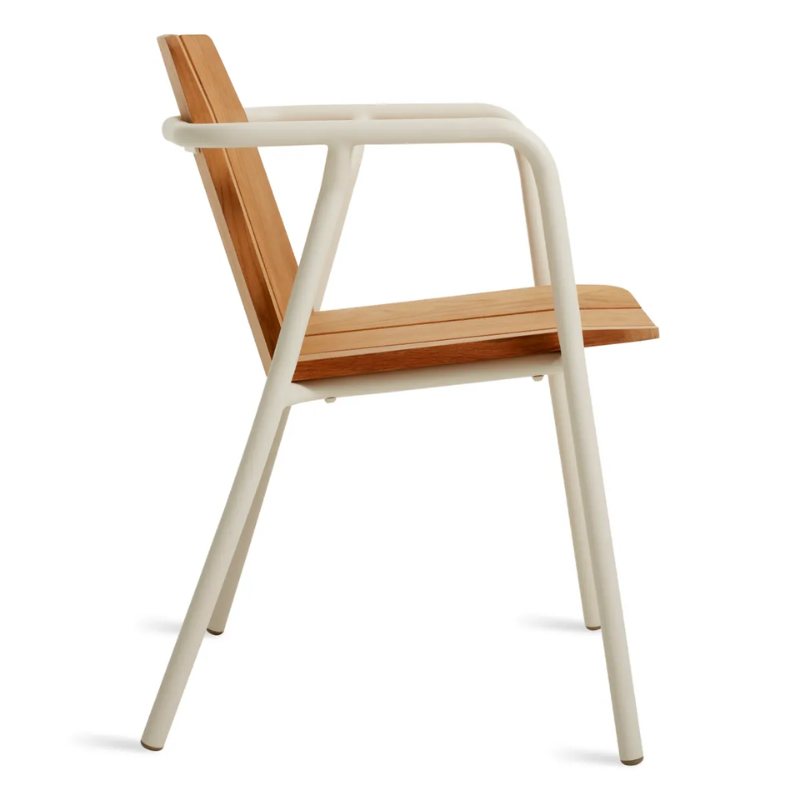 The Offline Outdoor Chair from Blu Dot in white from the side.