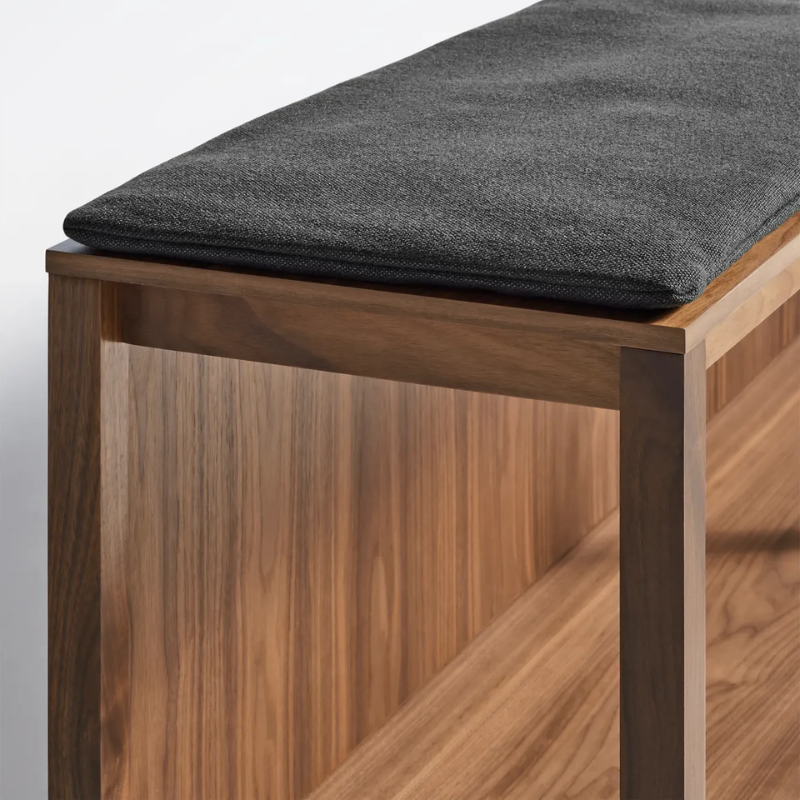 The Open Plan Bench Pad from Blu Dot with maharam meld in panda upholstery close up.