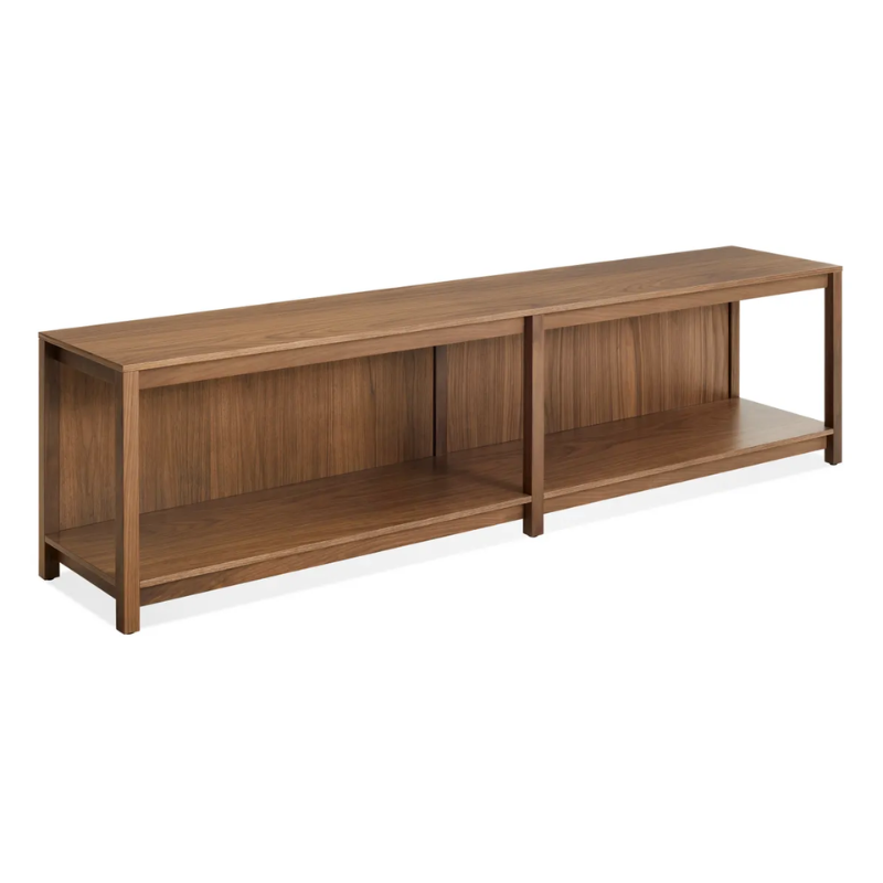 The Open Plan Bench from Blu Dot in walnut in a view from the top.