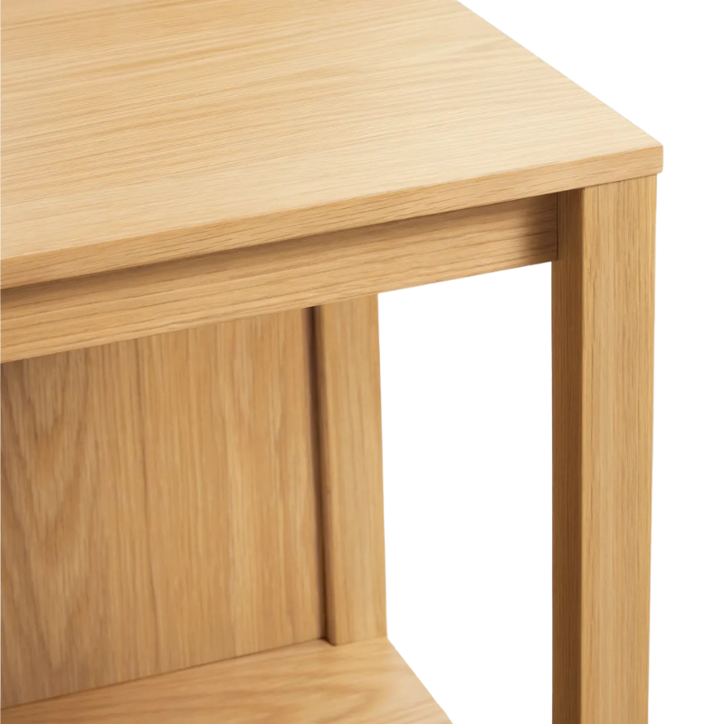 The Open Plan Bench from Blu Dot in white oak close up.