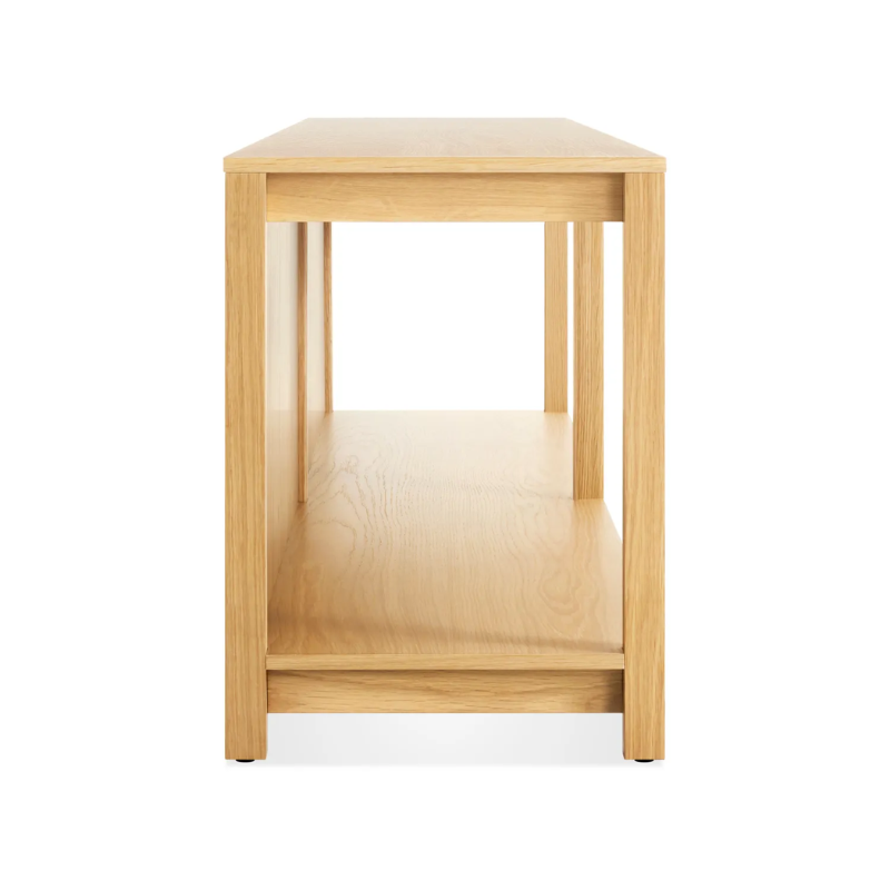 The Open Plan Bench from Blu Dot in white oak from the side.