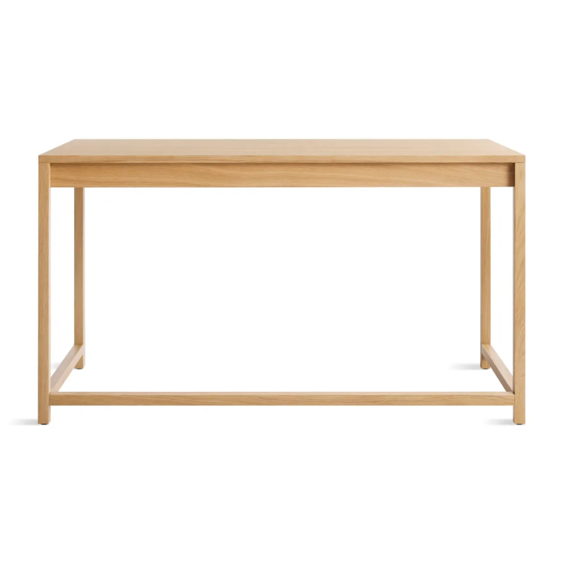 The large Open Plan Desk from Blu Dot in white oak from the back.