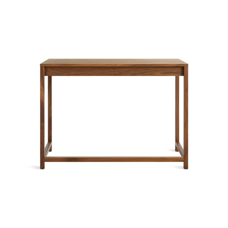 The small Open Plan Desk from Blu Dot in walnut from the back.