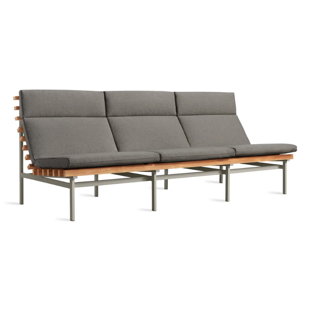 The toohey charcoal Perch Outdoor 3 Seat Sofa with charcoal frame from Bludot with side angle.