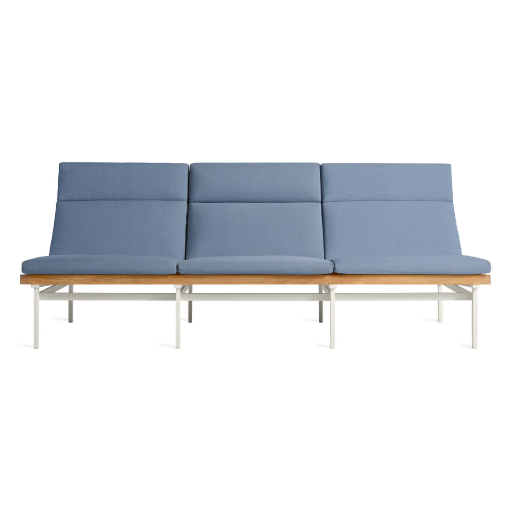 The sunbrella haze Perch Outdoor 3 Seat Sofa with white frame from Bludot.