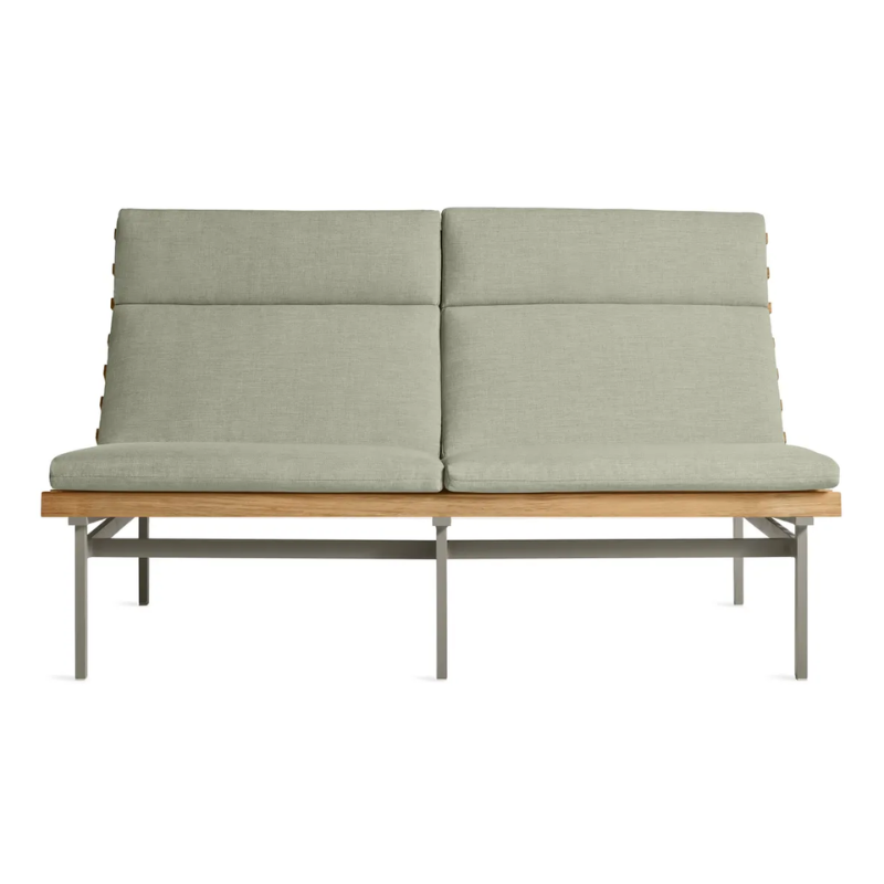The Perch Outdoor 2 Seat Sofa from Blu Dot with carbon frame and sunbrella oasis upholstery.