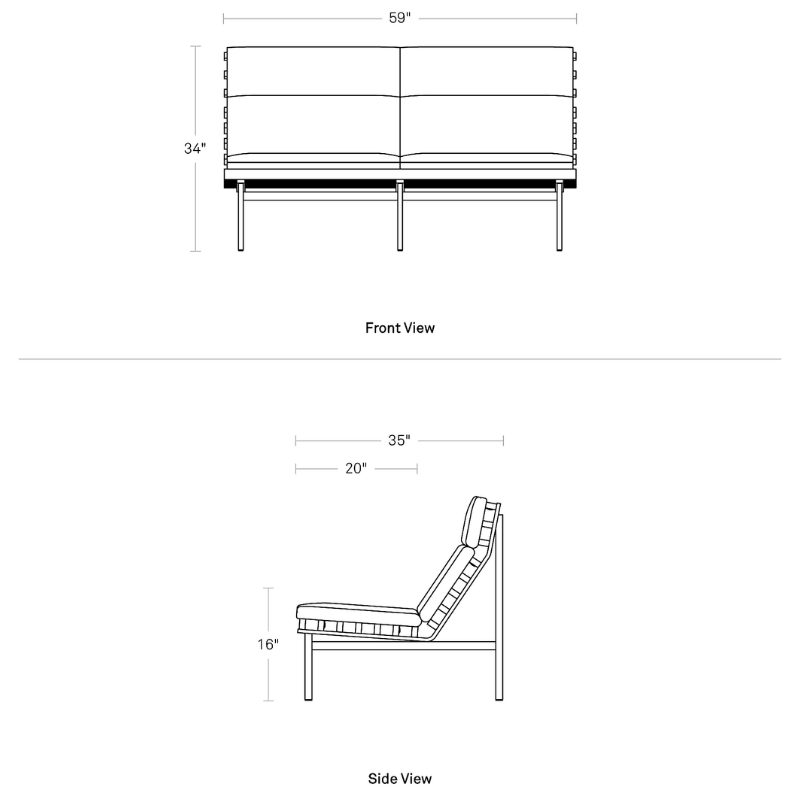 The Perch Outdoor 2 Seat Sofa from Blu Dot dimensions. all-groups