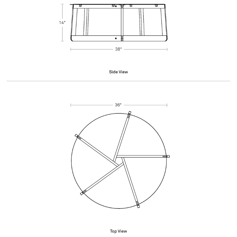 The Pi Coffee Table from Blu Dot dimensions.