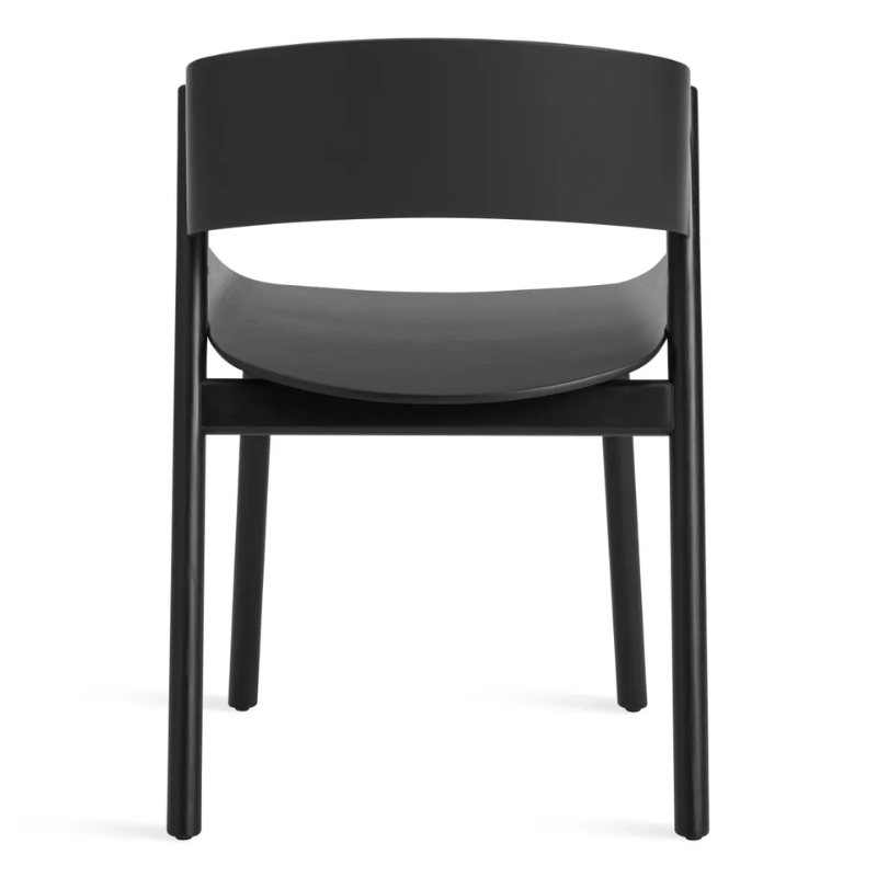 The Port Chair from Blu Dot in black on ash from the back.