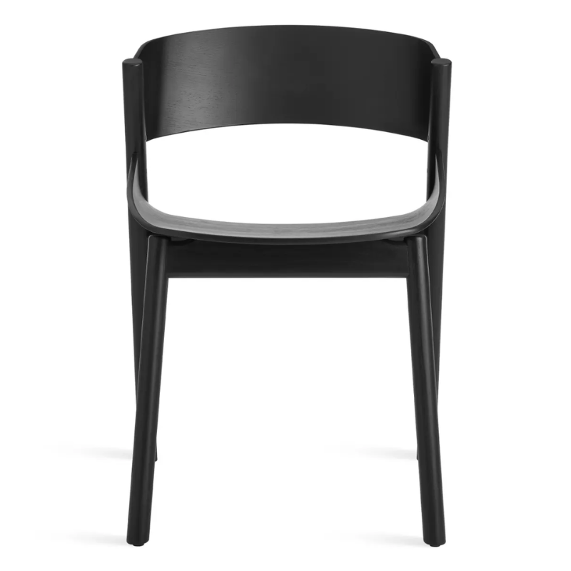 The Port Chair from Blu Dot in black on ash from the front.