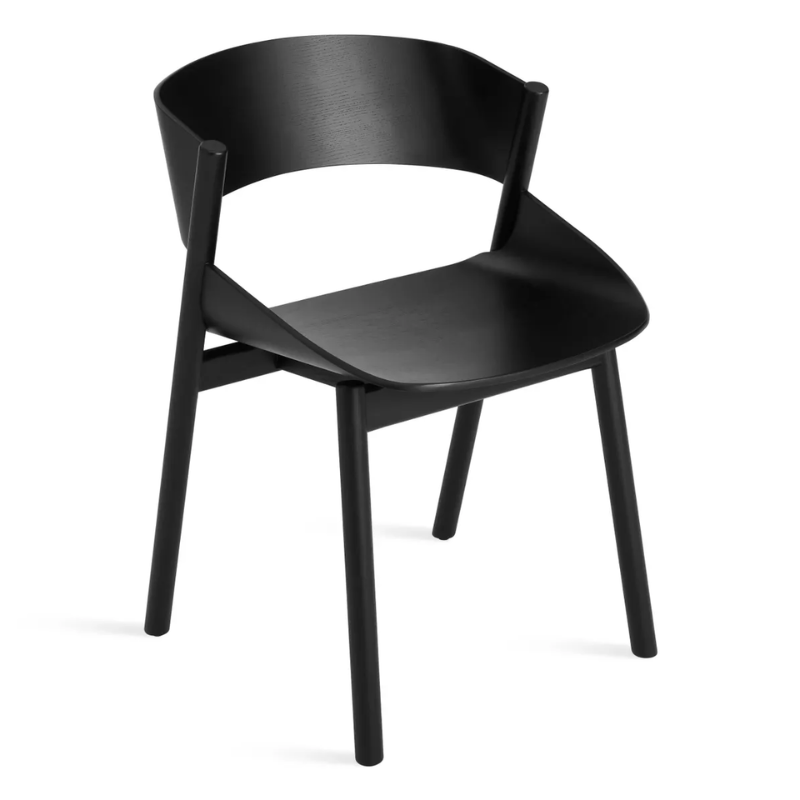 The Port Chair from Blu Dot in black on ash from a high angle.