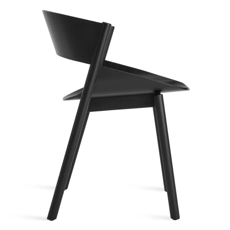 The Port Chair from Blu Dot in black on ash from the side.
