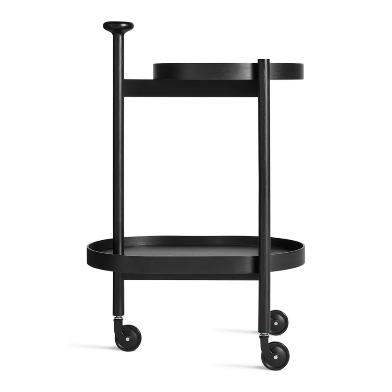 The Pose Bar Cart from Blu Dot in black on ash.