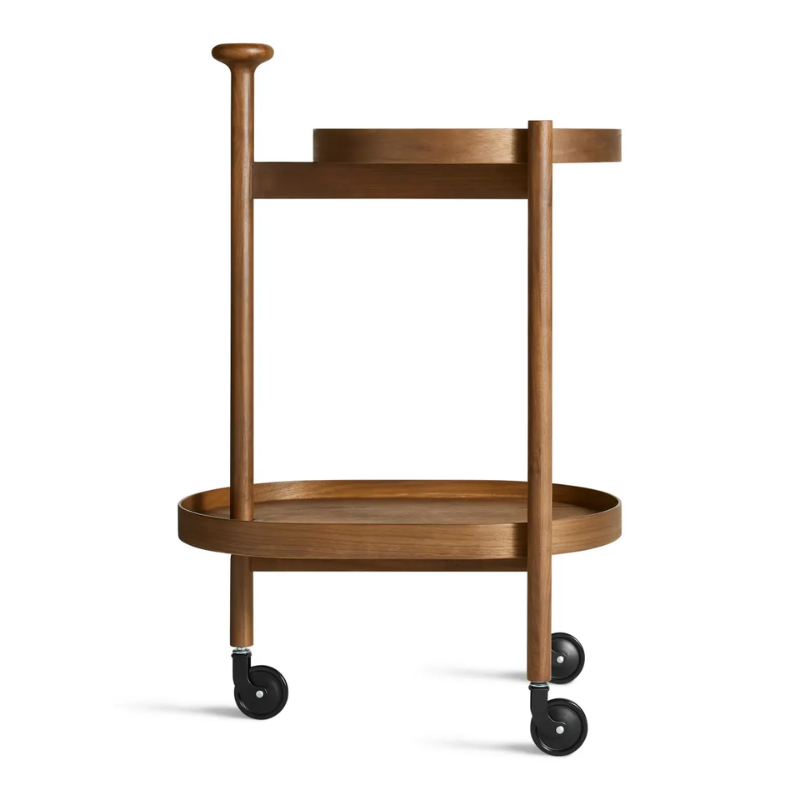 The Pose Bar Cart from Blu Dot in walnut.