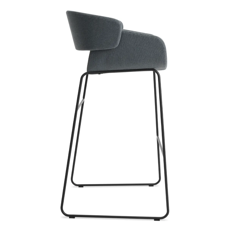 The Racer Bar Stool from Blu Dot with Maharam Mode in Machine upholstery from the side.