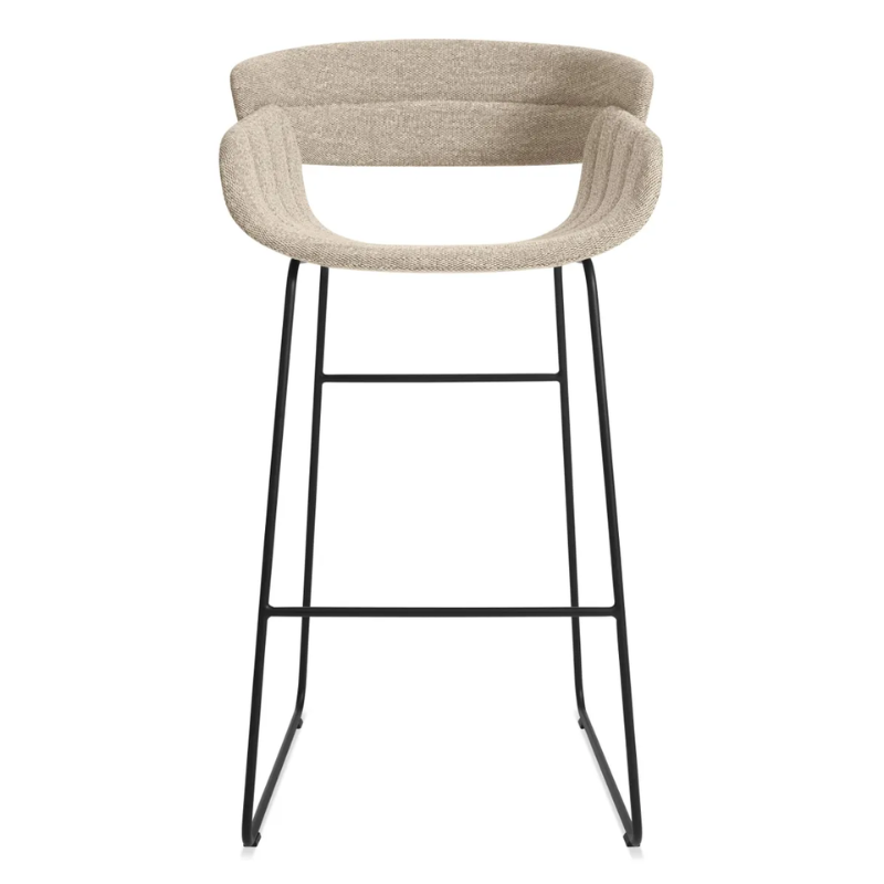 The Racer Bar Stool from Blu Dot with Tait Stone upholstery.