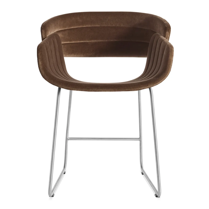 The Racer Chair from Blu Dot with Coffee Velvet upholstery.