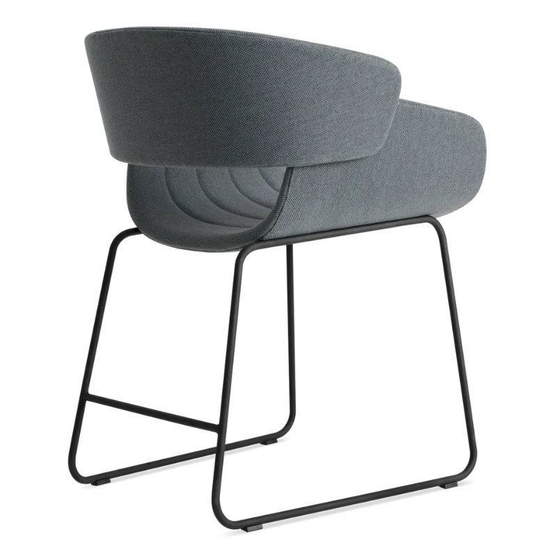 The Racer Chair from Blu Dot with Maharam Mode in Machine upholstery from the back at an angle.