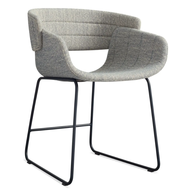 The Racer Chair from Blu Dot with Tait Marine upholstery from an angle.