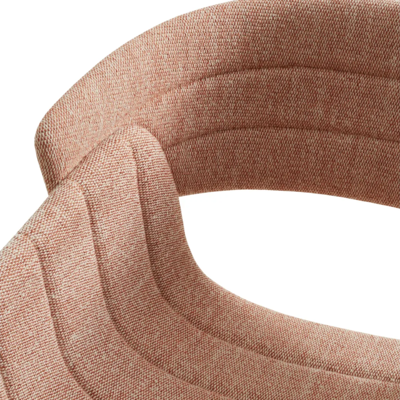 The Racer Chair from Blu Dot with Tait Tomato upholstery close up.