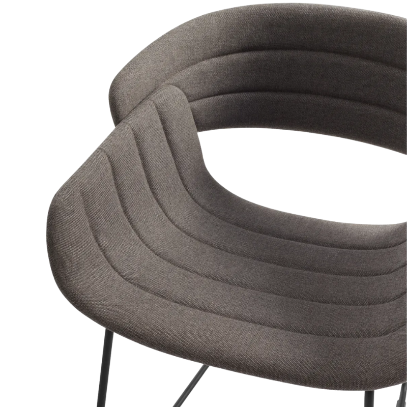 The Racer Chair from Blu Dot with Toohey Charcoal upholstery close up.
