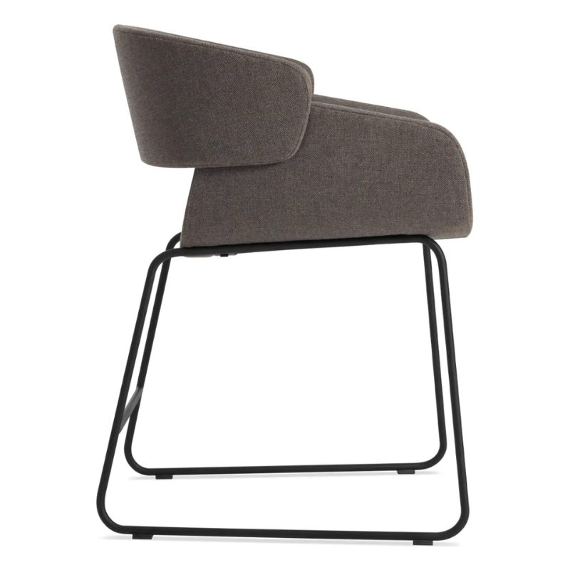 The Racer Chair from Blu Dot with Toohey Charcoal upholstery from the side.