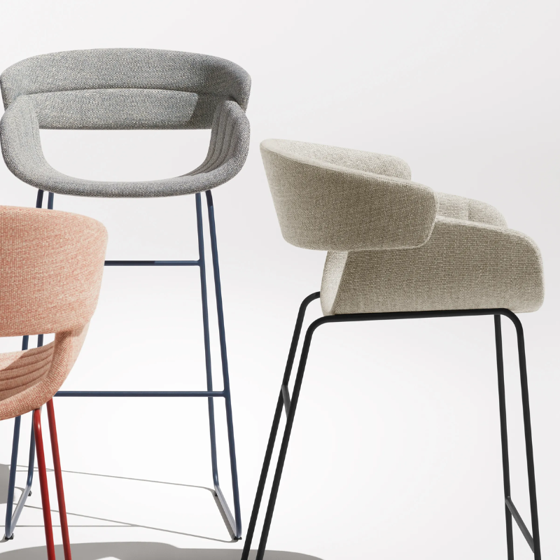 The Racer Counter Stool from Blu Dot in Tait Marine upholstery with other products from the racer collection.