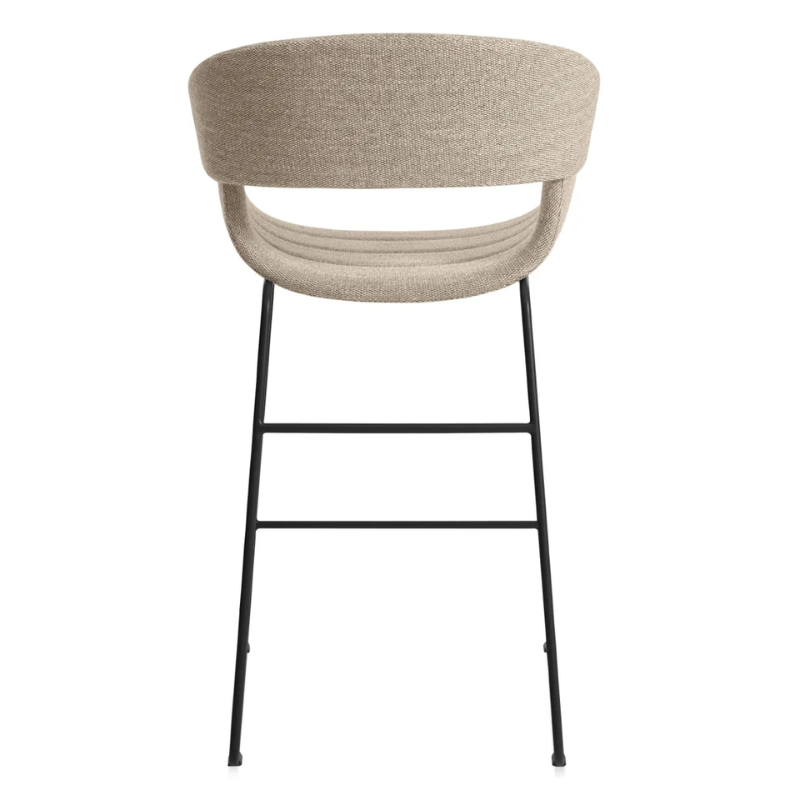 The Racer Counter Stool from Blu Dot in Tait Stone upholstery from the back.