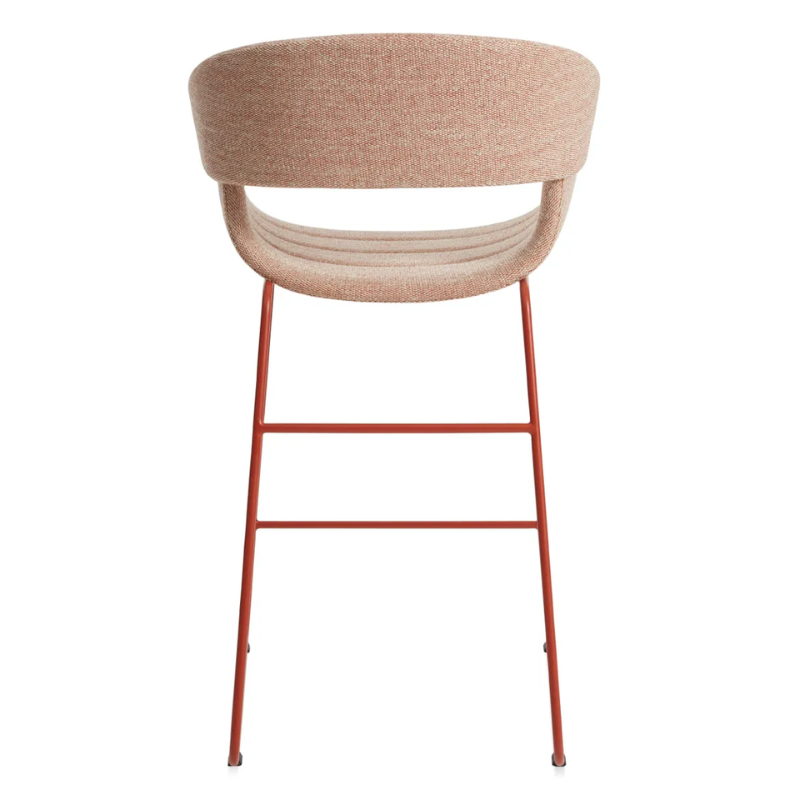 The Racer Counter Stool from Blu Dot in Tait Tomato upholstery from the back.
