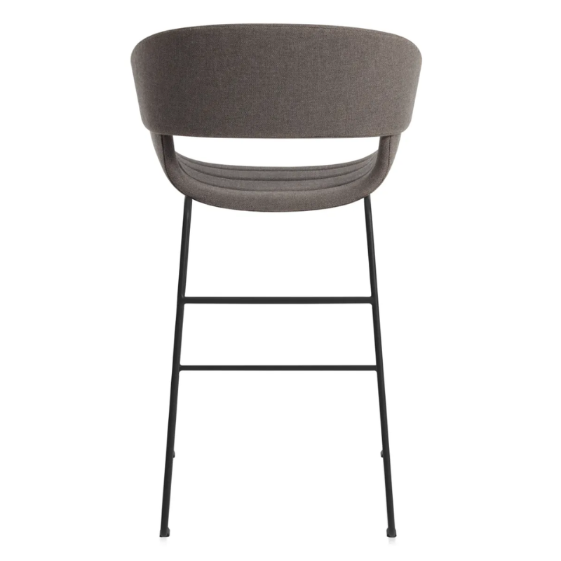 The Racer Counter Stool from Blu Dot in Toohey Charcoal upholstery from the back.