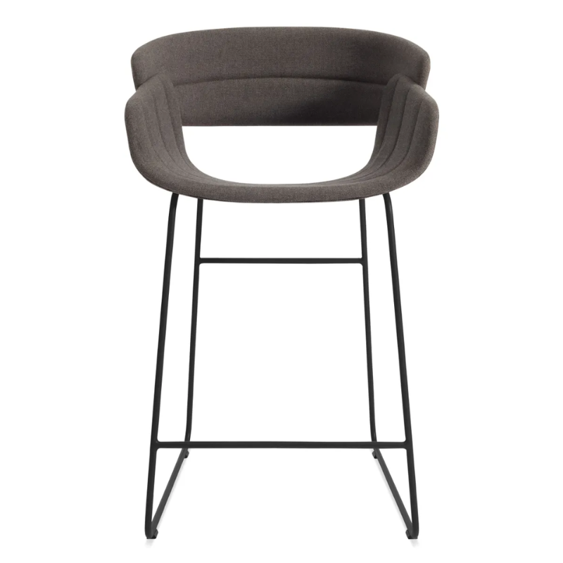 The Racer Counter Stool from Blu Dot in Toohey Charcoal upholstery.