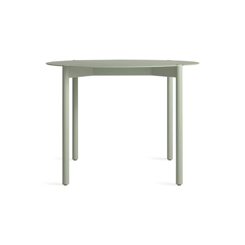 The Round Comeuppance Dining Table from Blu Dot in grey green.