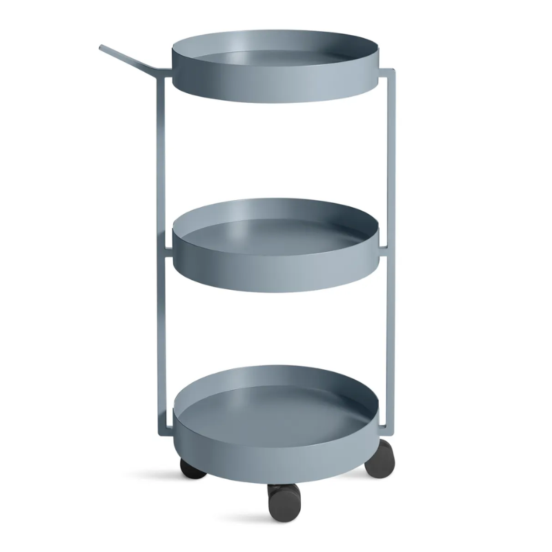 The Scoots McGee Cart from Blu Dot in grey blue.