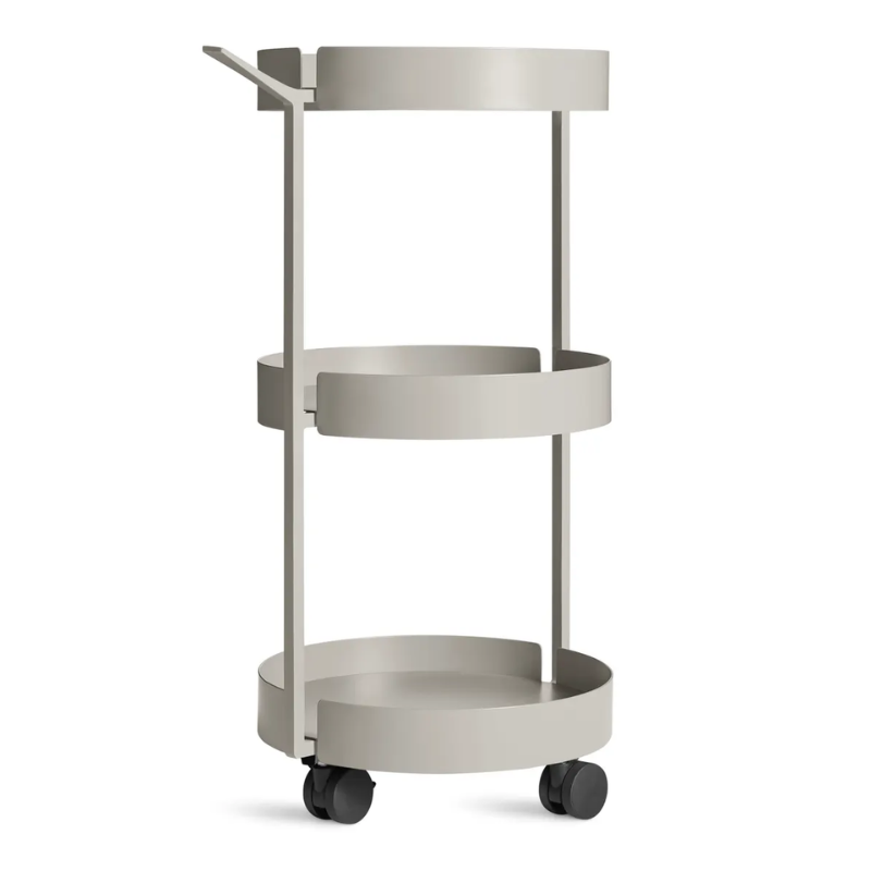 The Scoots McGee Cart from Blu Dot in putty from an angle.