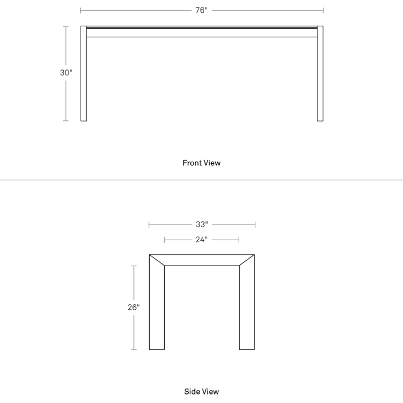 The 76 inch Second Best Wood Dining Table from Blu Dot dimensions.