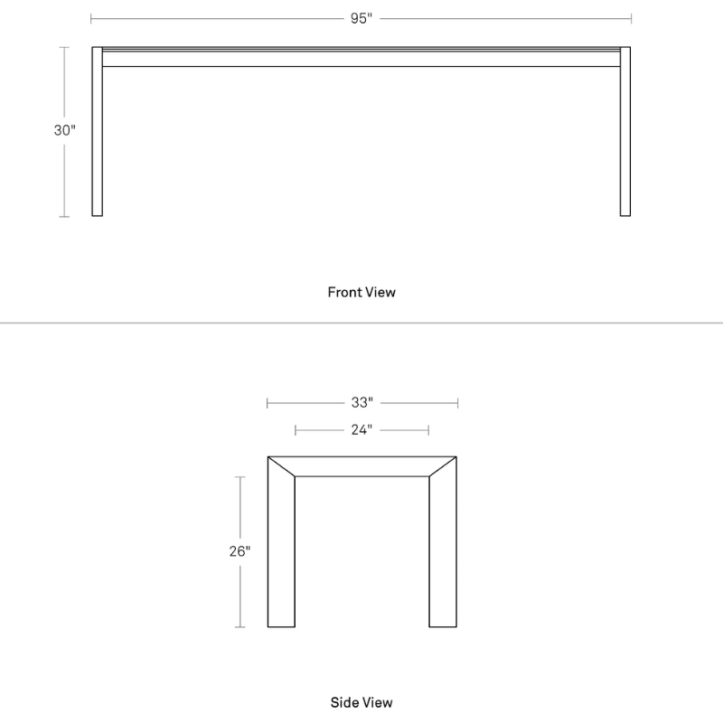The 95 inch Second Best Wood Dining Table from Blu Dot dimensions.