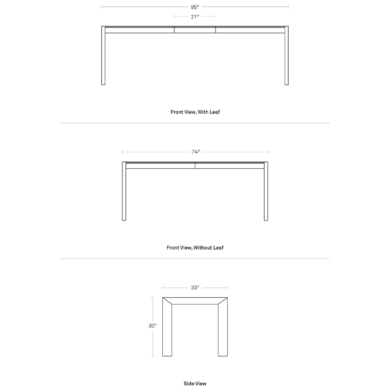 The Second Best Wood Extendable Dining Table from Blu Dot dimensions.