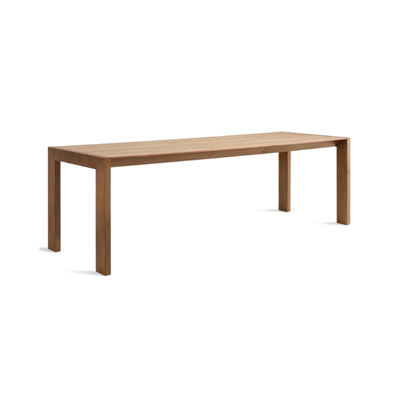 The Second Best Wood Extendable Dining Table from Blu Dot from a high angle.