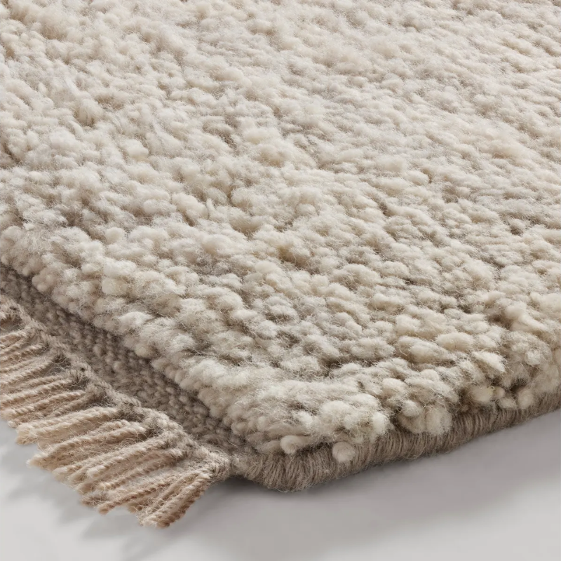 The Shadow Play Rug from Blu Dot in Sand wool close up.
