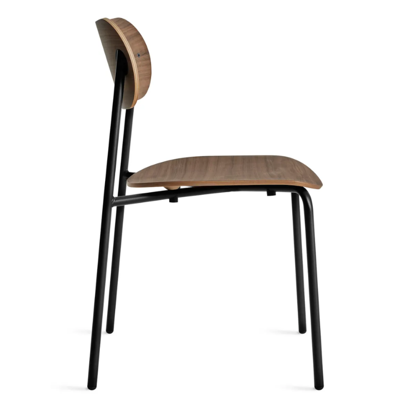 The SideBySide Chair from Blu Dot in walnut from the side.