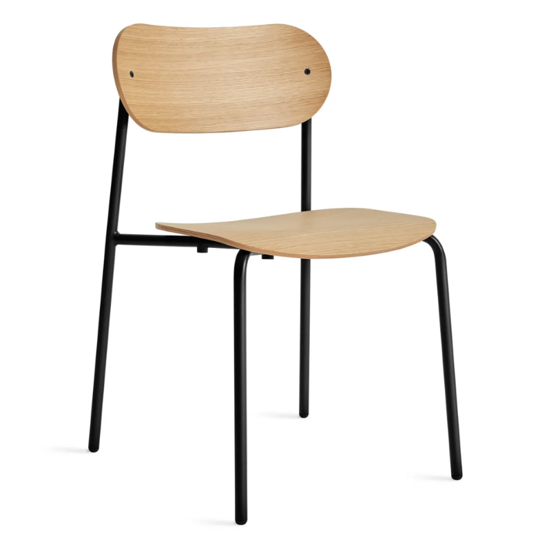 The SideBySide Chair from Blu Dot in white oak from an angle.