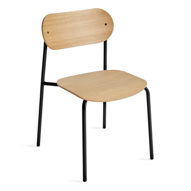 The SideBySide Chair from Blu Dot in white oak from a high angle.